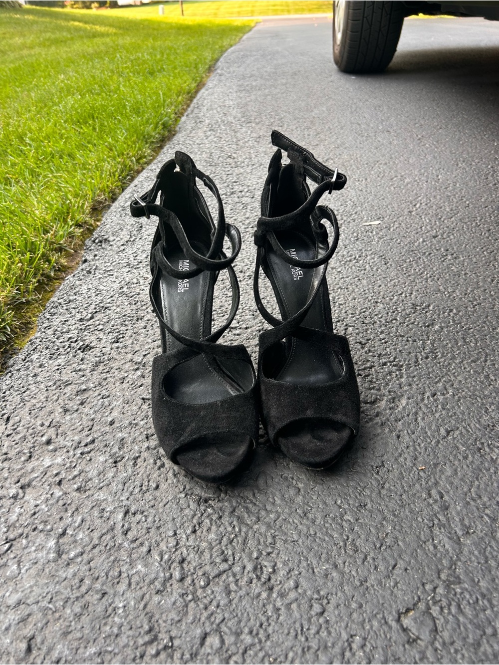 Michael Kors Black Strappy Suede High Heel